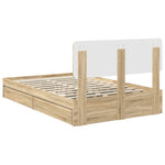 Seng Med Oppbevaring Sonoma Eik 120 X 200 Cm Konstruert Tre