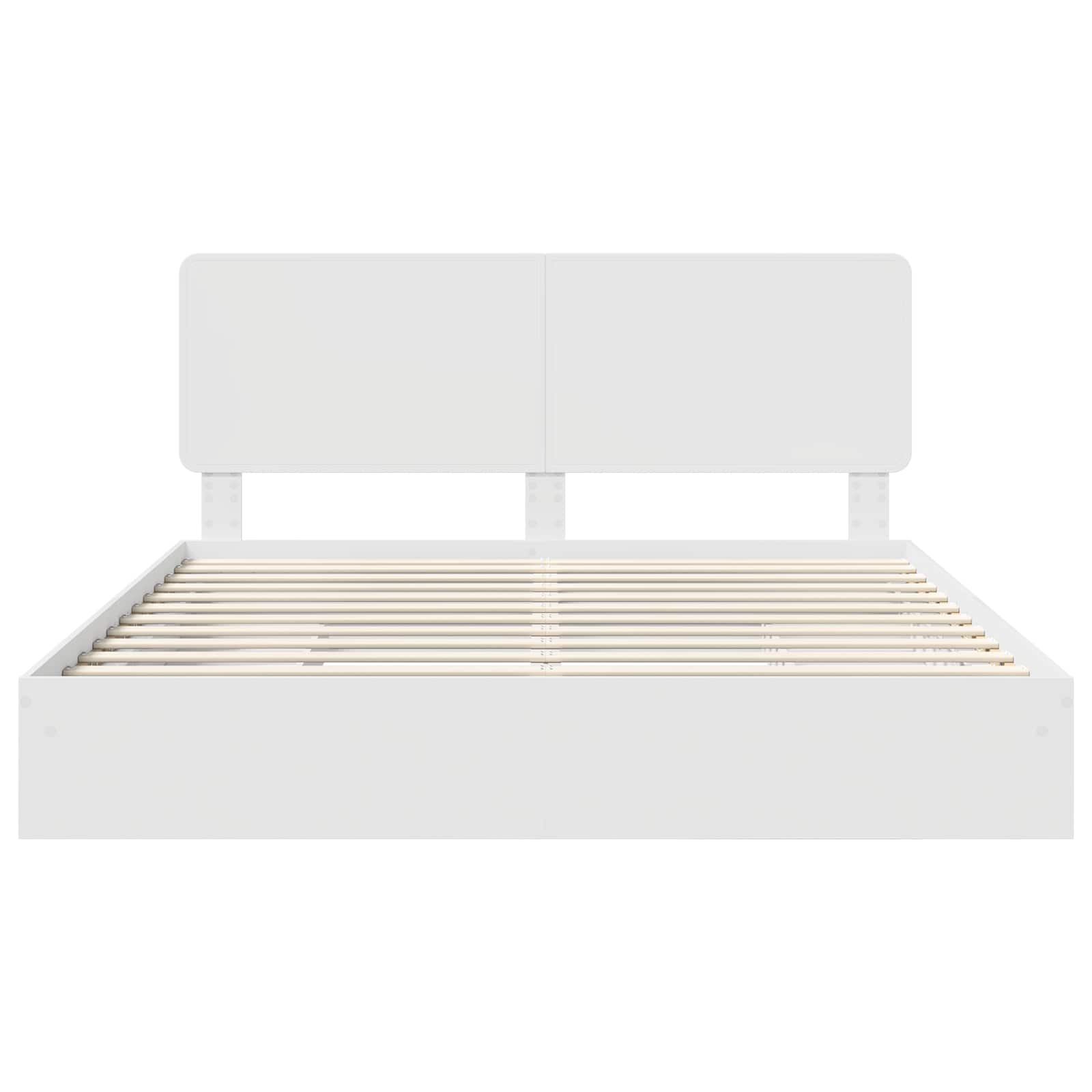 Seng Med Oppbevaring Med Skuff Hvit 180 X 200 Cm Konstruert Tre