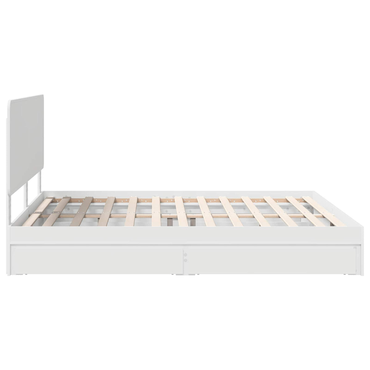 Seng Med Oppbevaring Med Skuff Hvit 180 X 200 Cm Konstruert Tre
