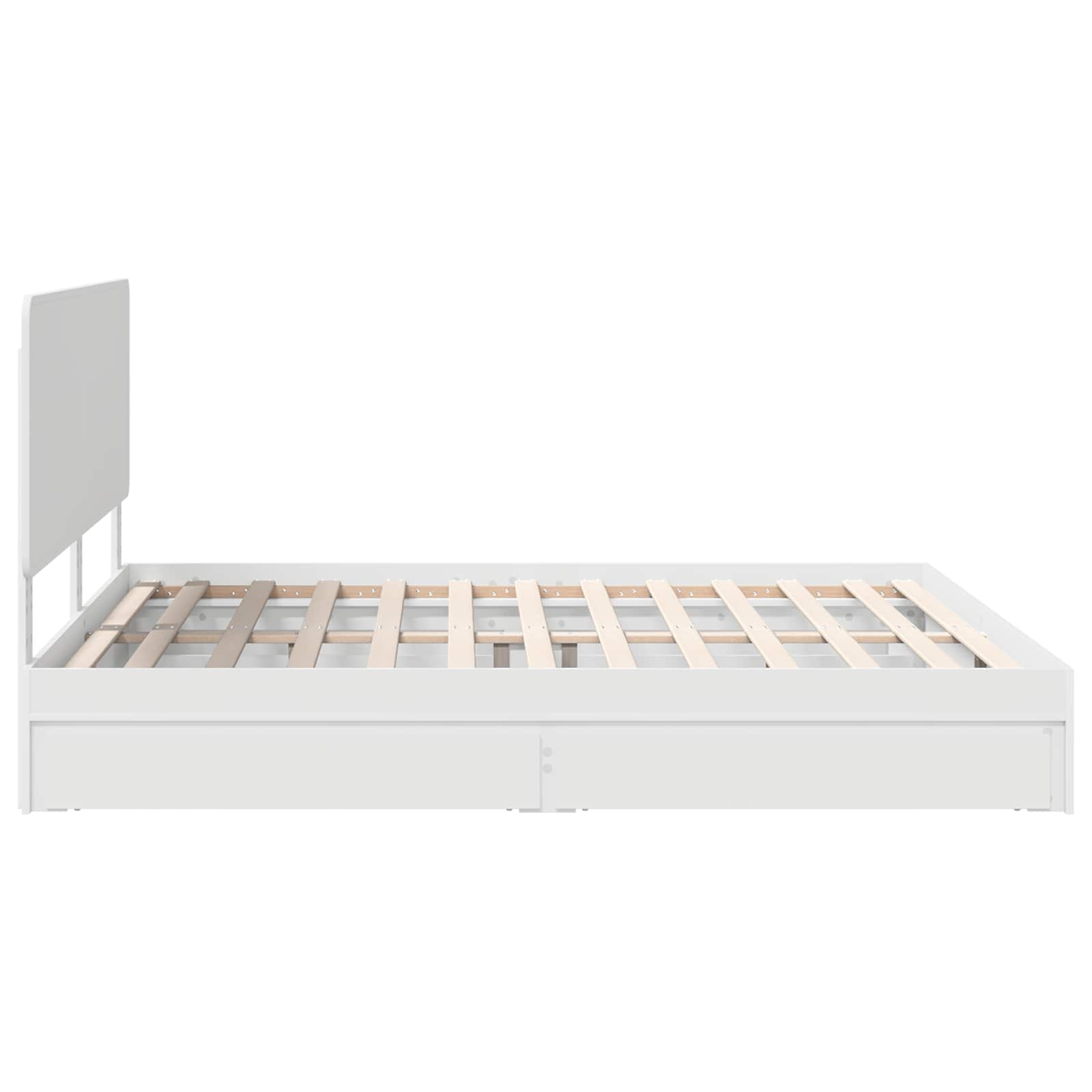 Seng Med Oppbevaring Med Skuff Hvit 180 X 200 Cm Konstruert Tre