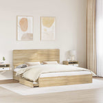 Seng Med Oppbevaring Sonoma Eik 180 X 200 Cm Konstruert Tre
