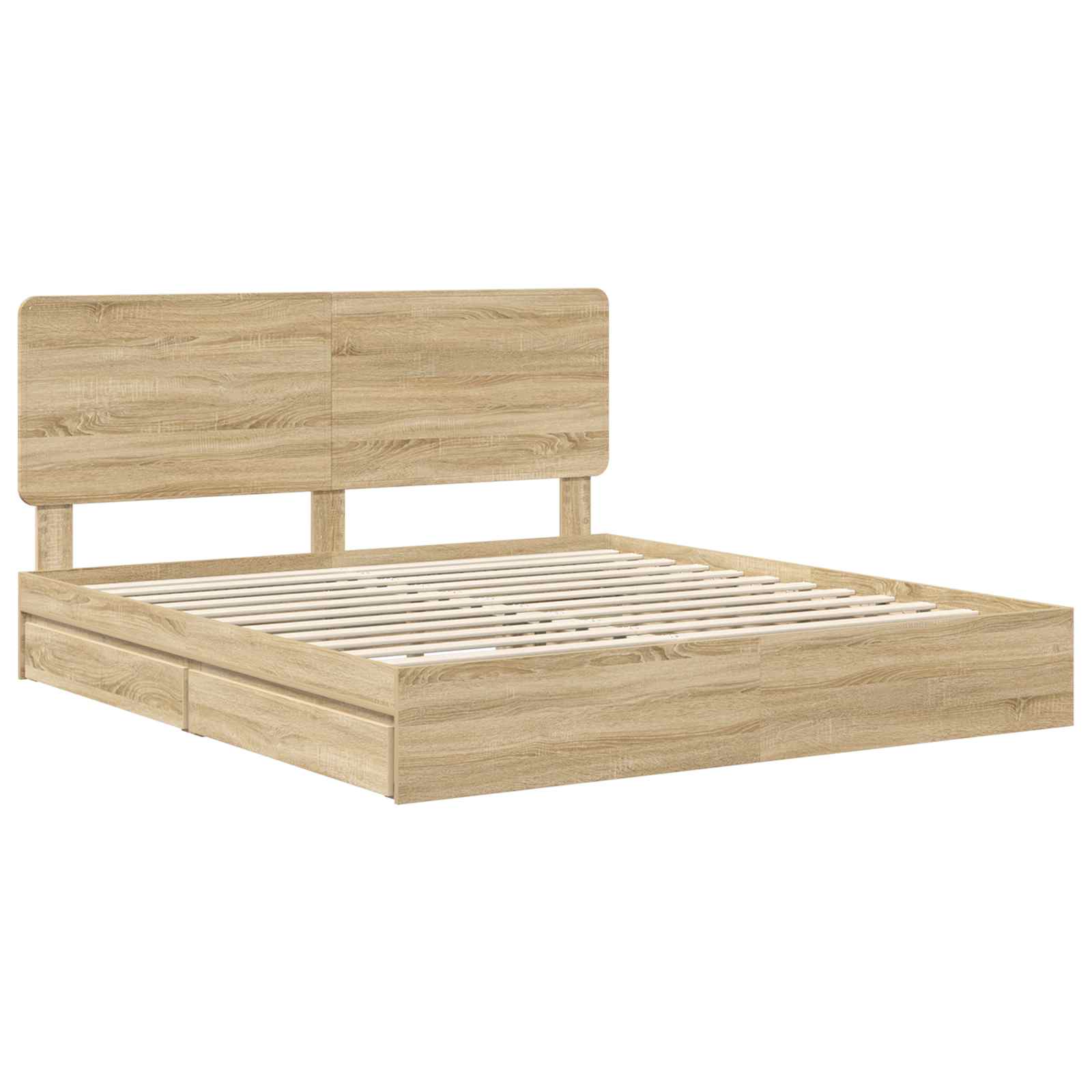 Seng Med Oppbevaring Sonoma Eik 180 X 200 Cm Konstruert Tre