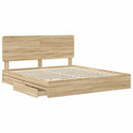 Seng Med Oppbevaring Sonoma Eik 180 X 200 Cm Konstruert Tre