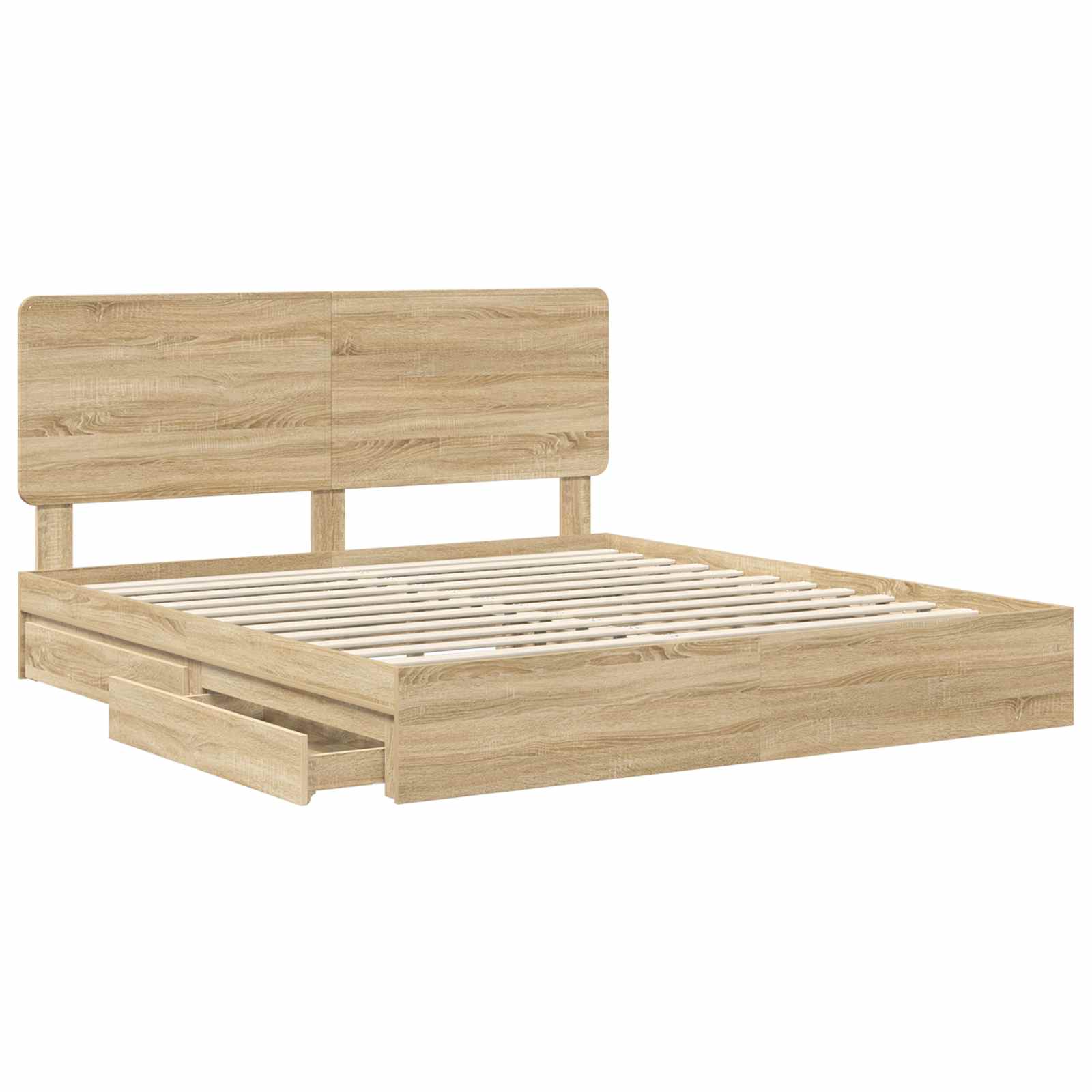 Seng Med Oppbevaring Sonoma Eik 180 X 200 Cm Konstruert Tre