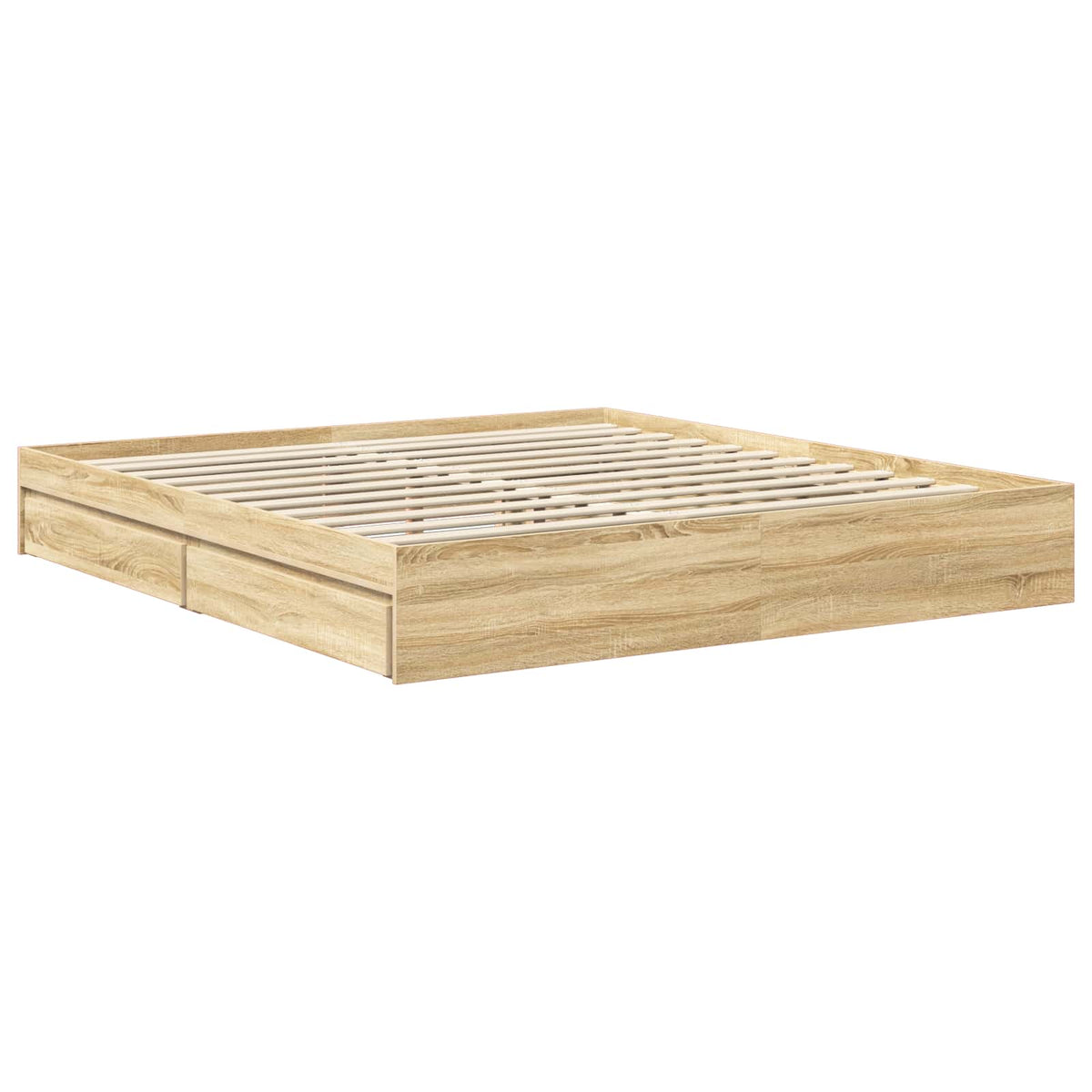 Seng Med Oppbevaring Sonoma Eik 180 X 200 Cm Konstruert Tre