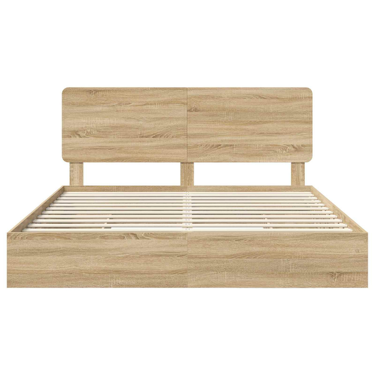 Seng Med Oppbevaring Sonoma Eik 180 X 200 Cm Konstruert Tre