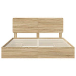 Seng Med Oppbevaring Sonoma Eik 180 X 200 Cm Konstruert Tre