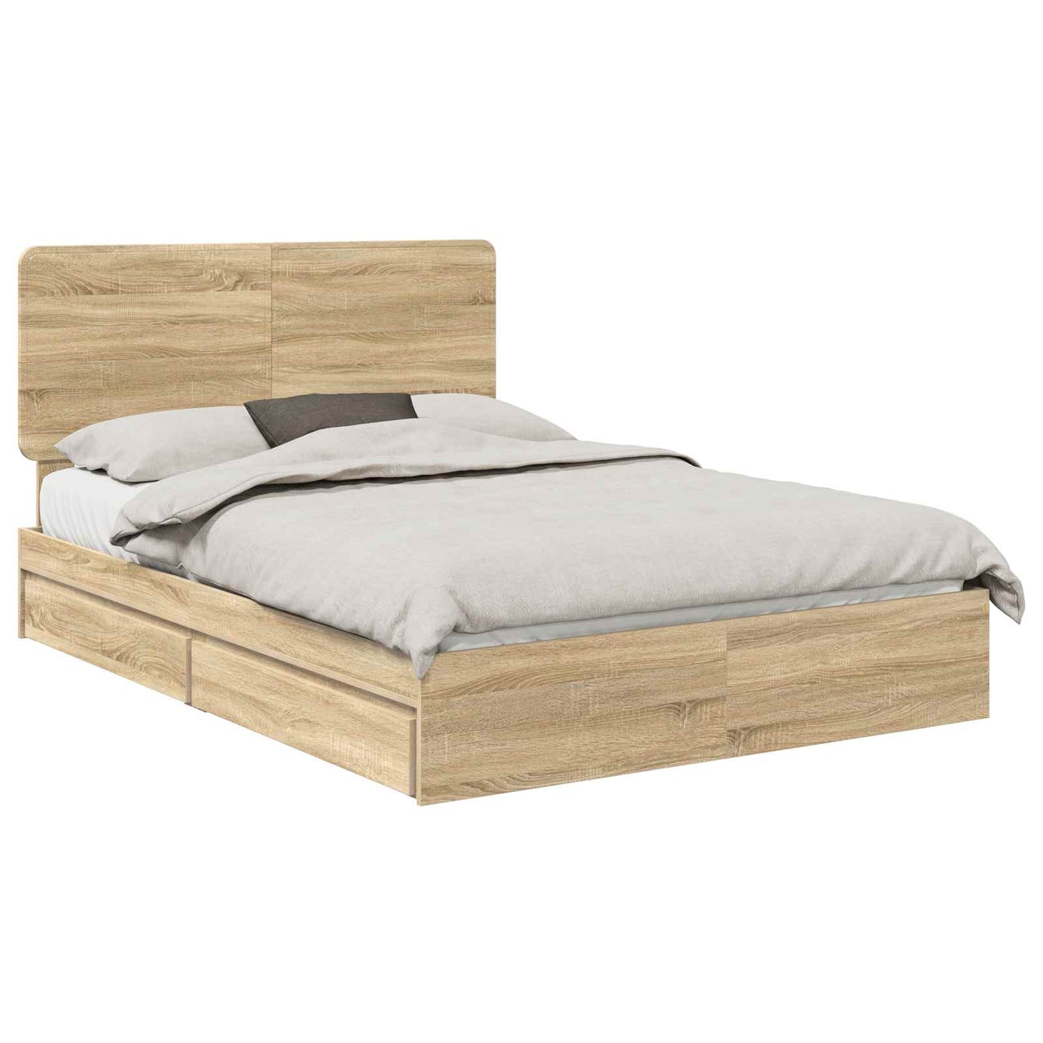 Seng Med Oppbevaring Sonoma Eik 140 X 200 Cm Konstruert Tre
