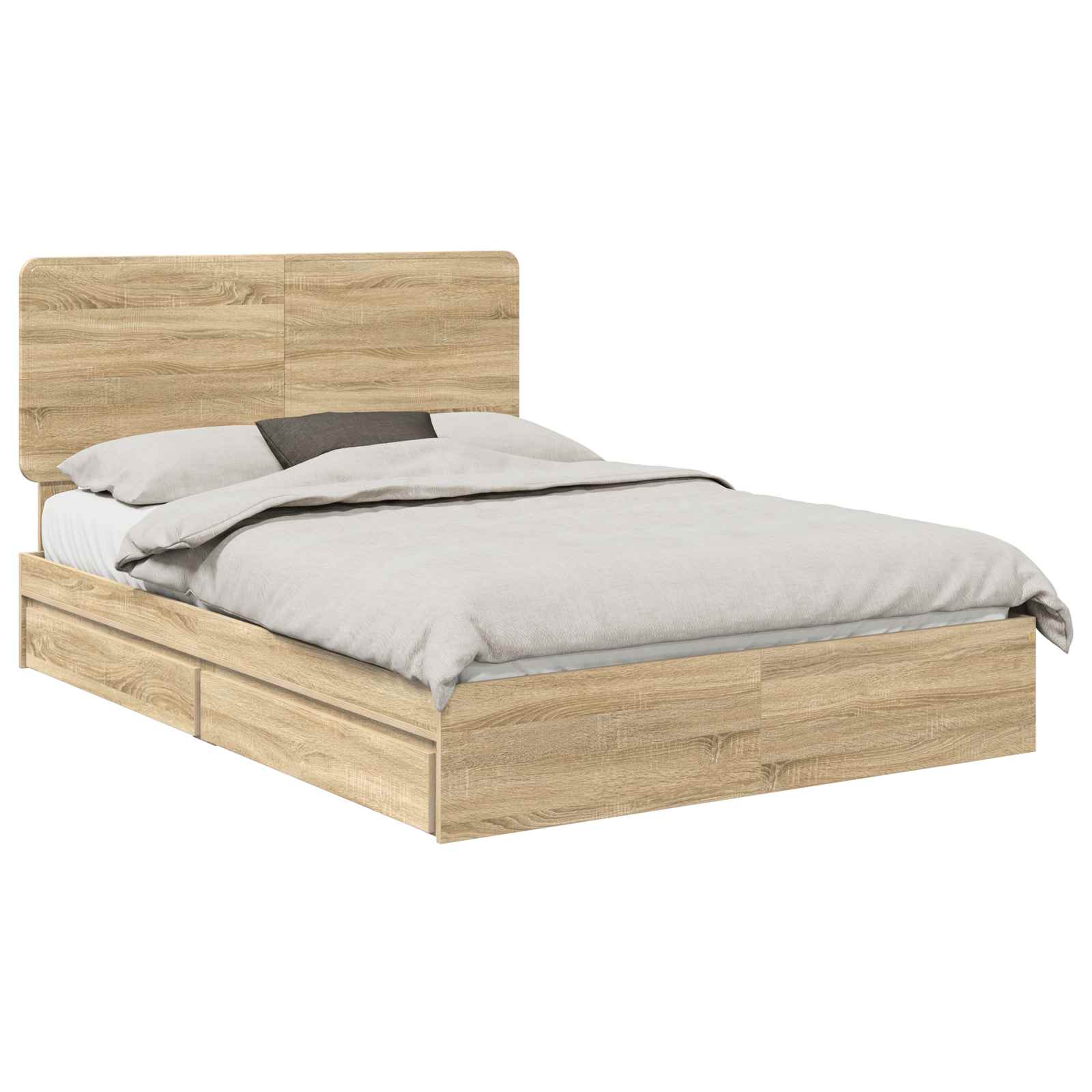 Seng Med Oppbevaring Sonoma Eik 140 X 200 Cm Konstruert Tre