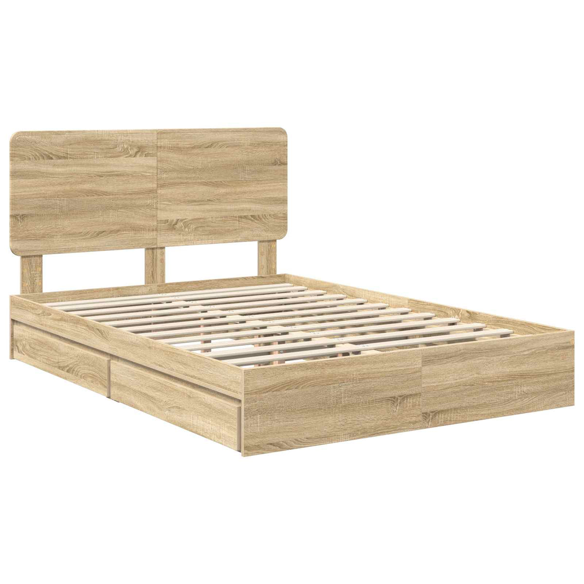 Seng Med Oppbevaring Sonoma Eik 140 X 200 Cm Konstruert Tre