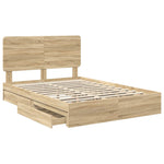Seng Med Oppbevaring Sonoma Eik 140 X 200 Cm Konstruert Tre