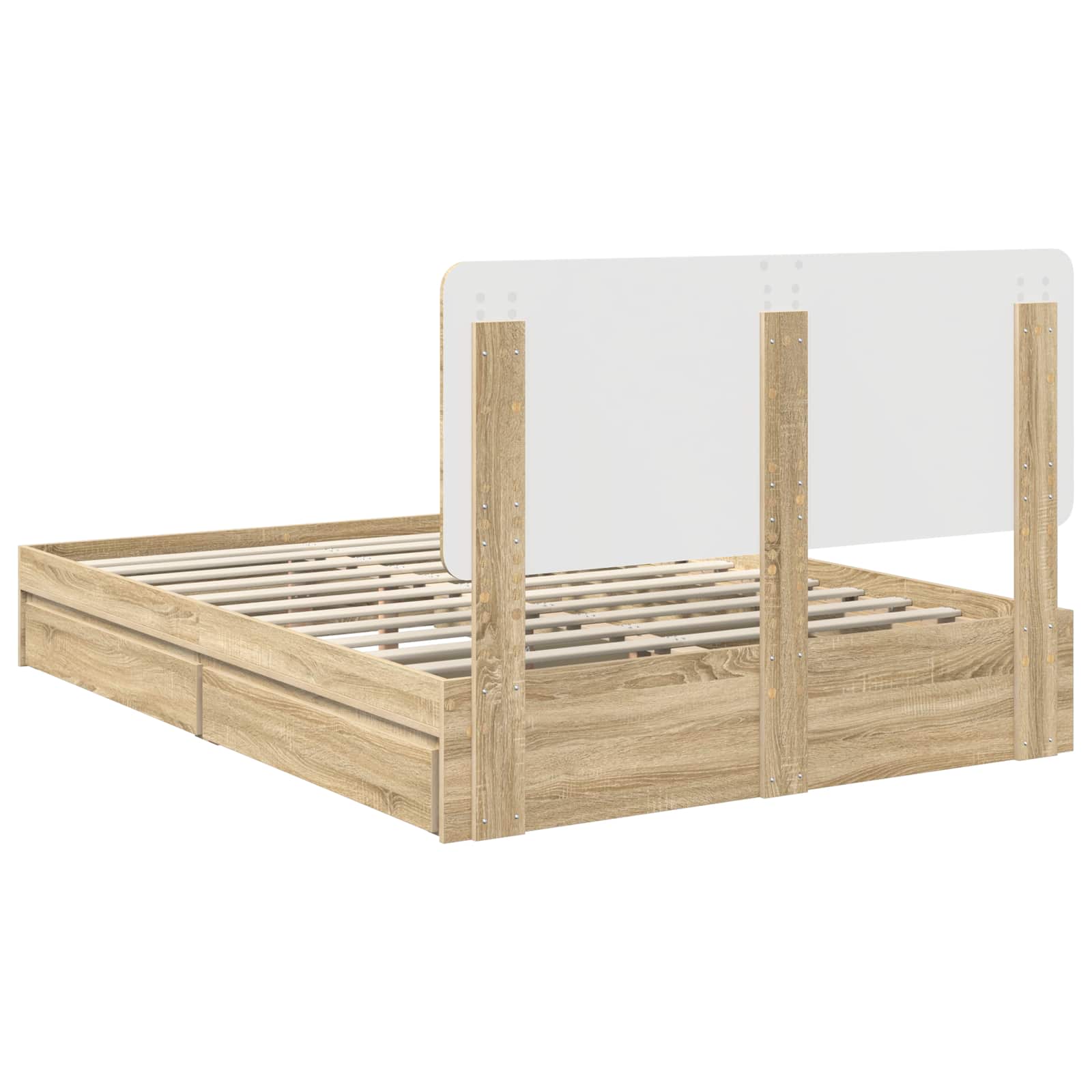 Seng Med Oppbevaring Sonoma Eik 140 X 200 Cm Konstruert Tre