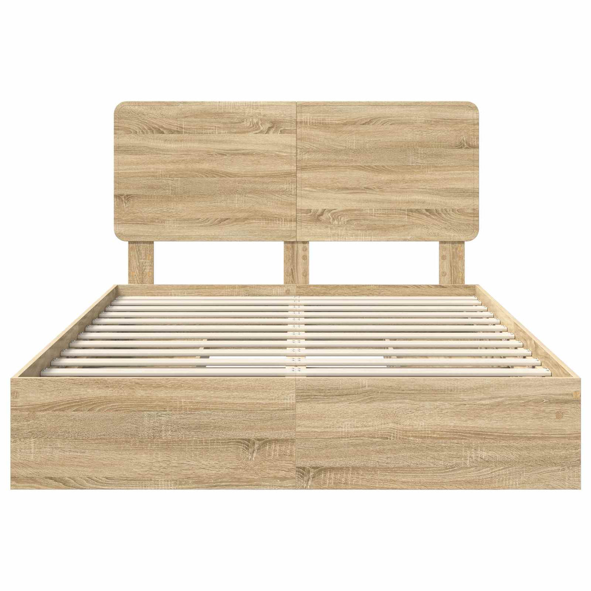 Seng Med Oppbevaring Sonoma Eik 140 X 200 Cm Konstruert Tre