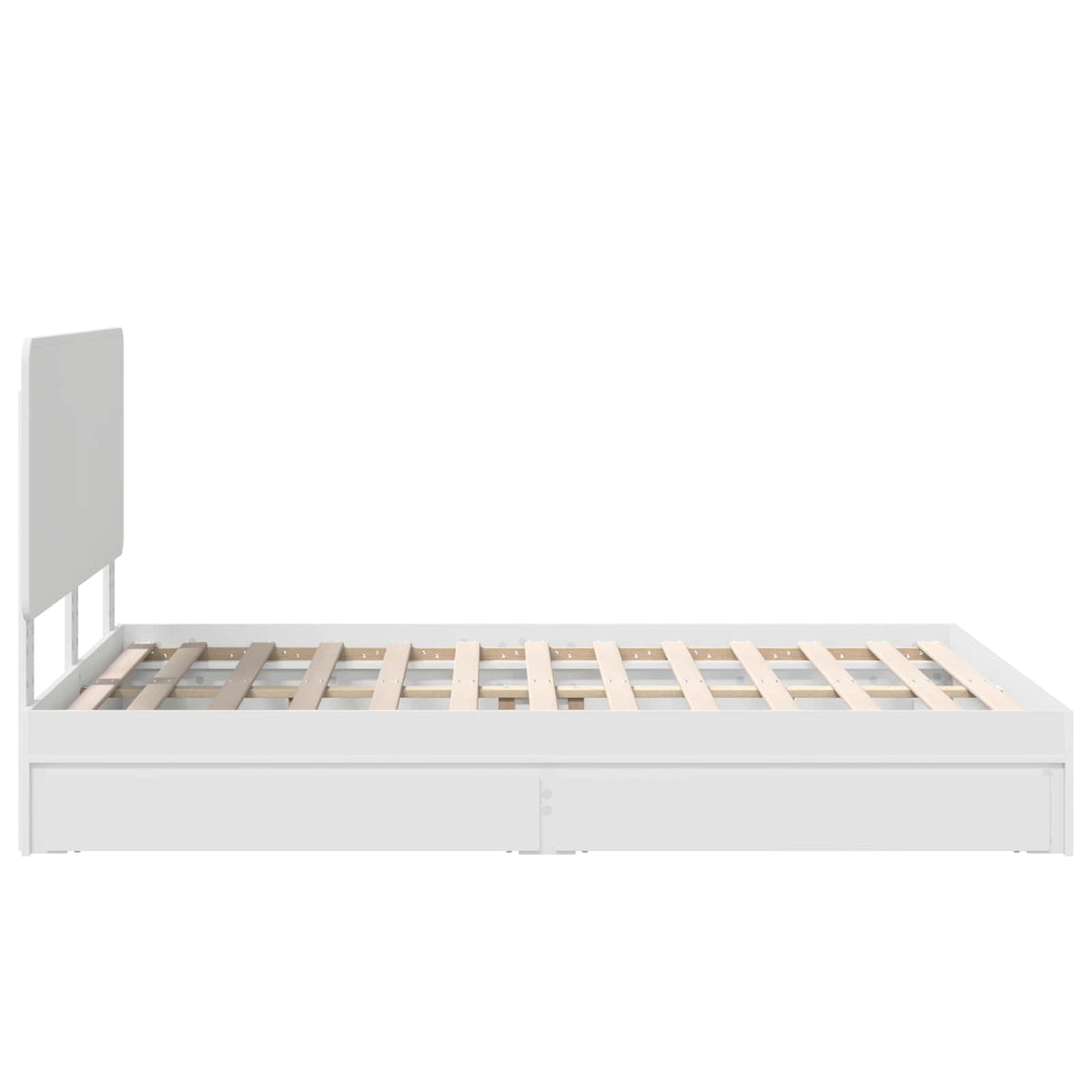 Seng Med Oppbevaring Med Skuff Hvit 140 X 190 Cm Konstruert Tre