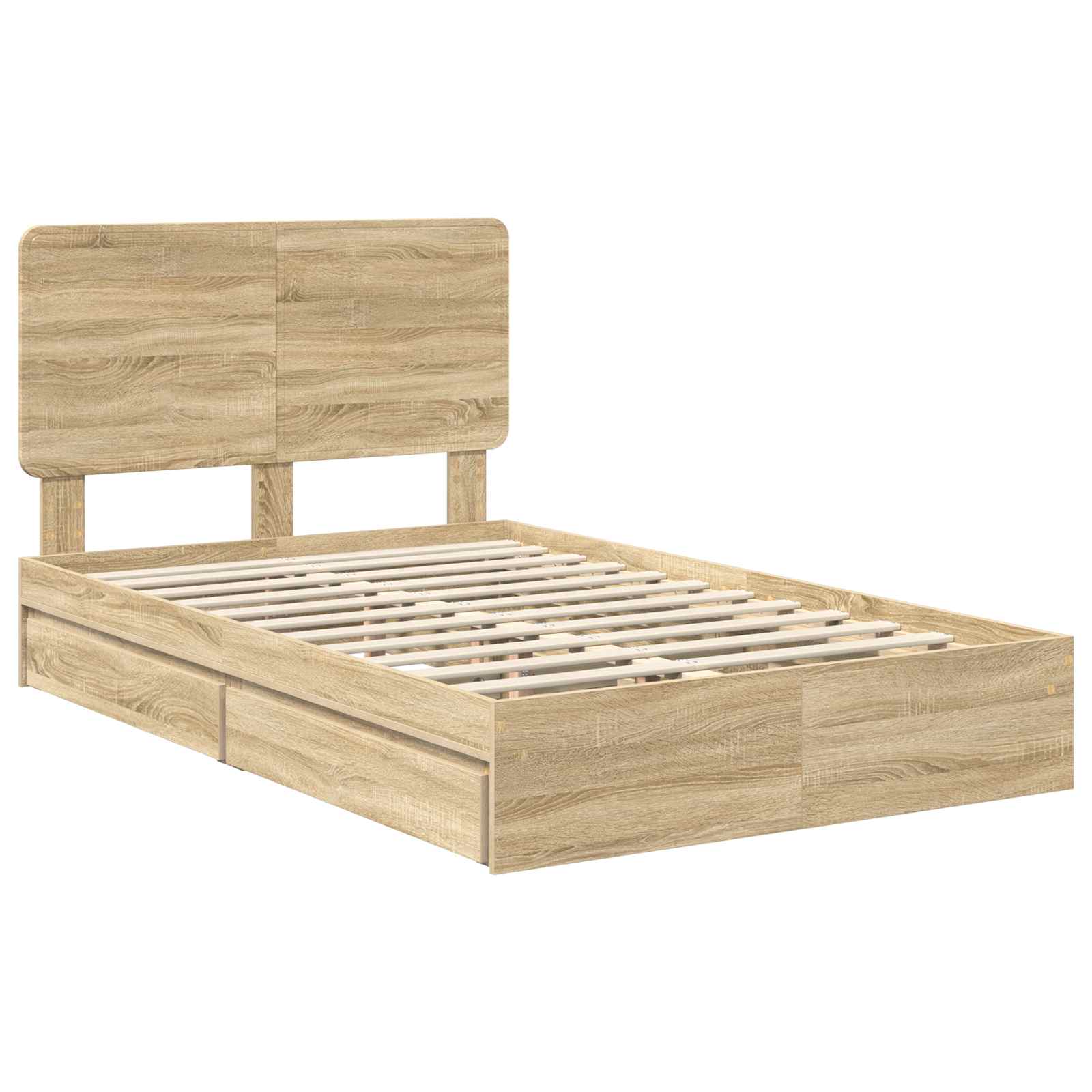 Seng Med Oppbevaring Sonoma Eik 120 X 200 Cm Konstruert Tre