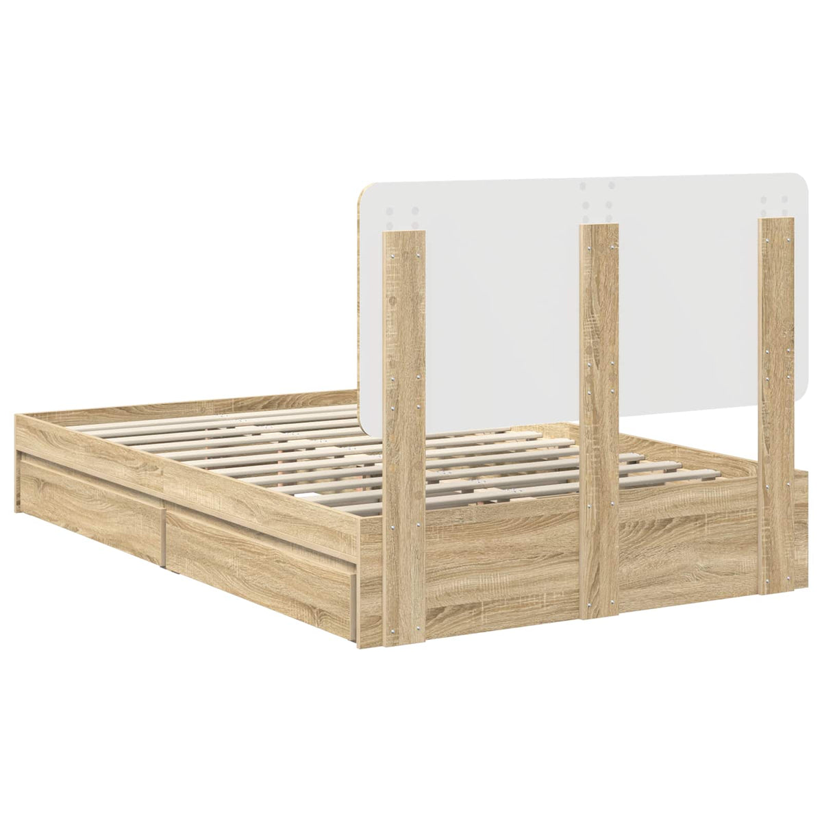 Seng Med Oppbevaring Sonoma Eik 120 X 200 Cm Konstruert Tre