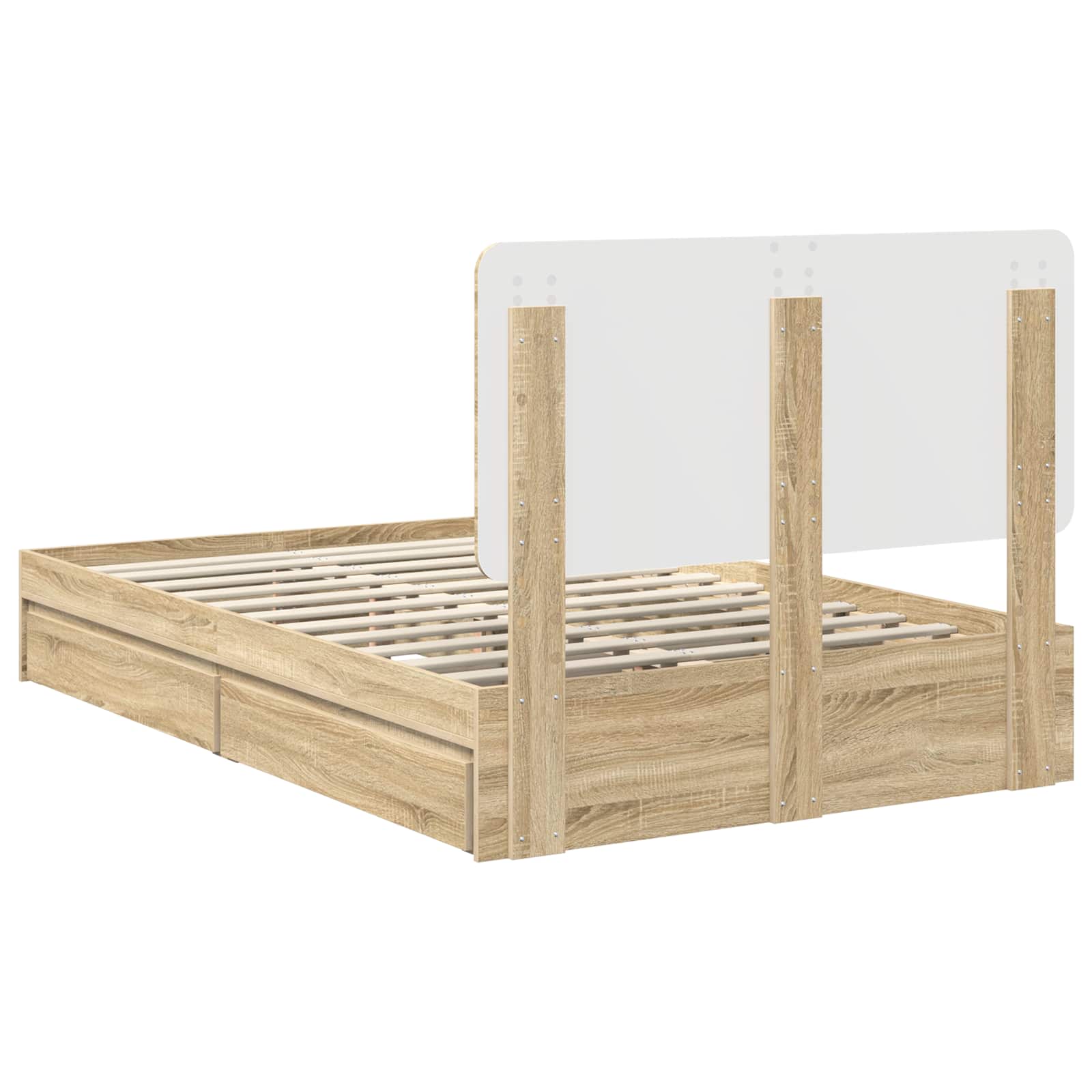 Seng Med Oppbevaring Sonoma Eik 120 X 200 Cm Konstruert Tre