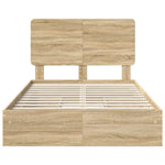 Seng Med Oppbevaring Sonoma Eik 120 X 200 Cm Konstruert Tre