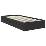 Seng Med Oppbevaring Med Skuff Svart 90 X 190 Cm Konstruert Tre