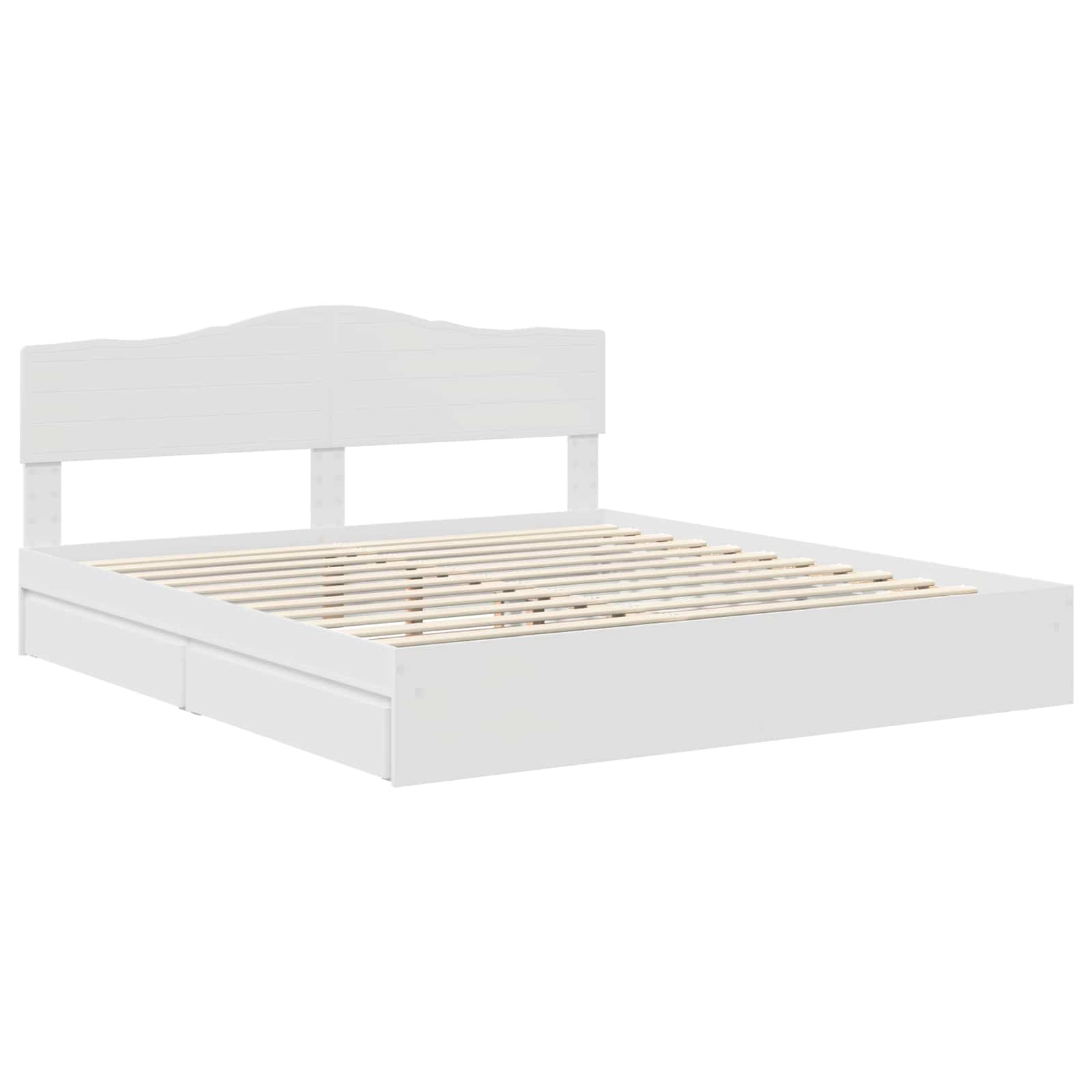 Seng Med Oppbevaring Med Skuff Hvit 180 X 200 Cm Konstruert Tre