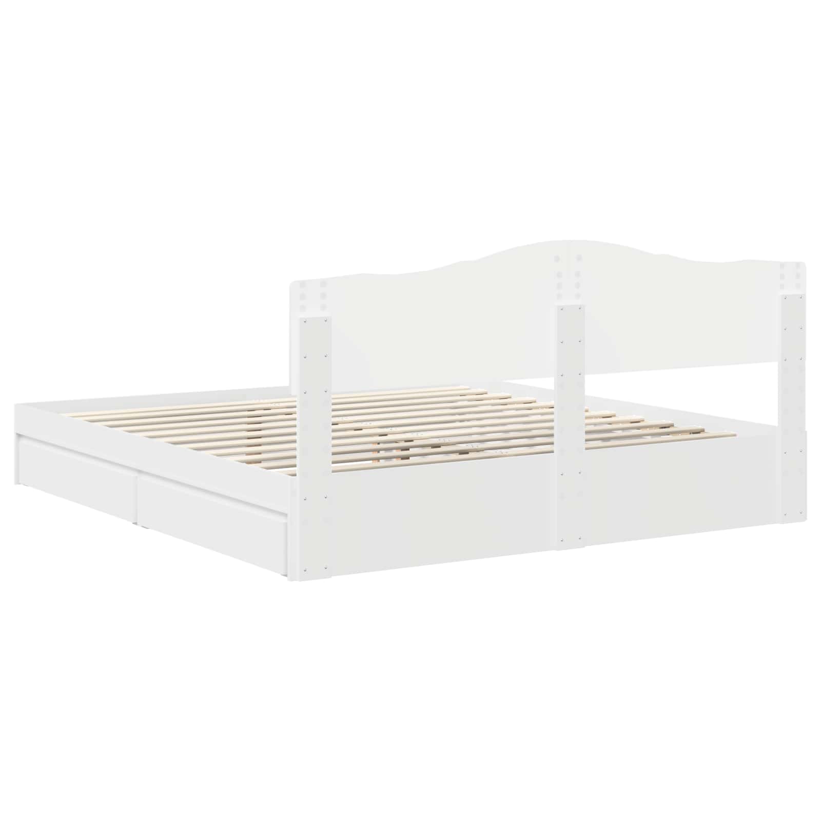 Seng Med Oppbevaring Med Skuff Hvit 180 X 200 Cm Konstruert Tre