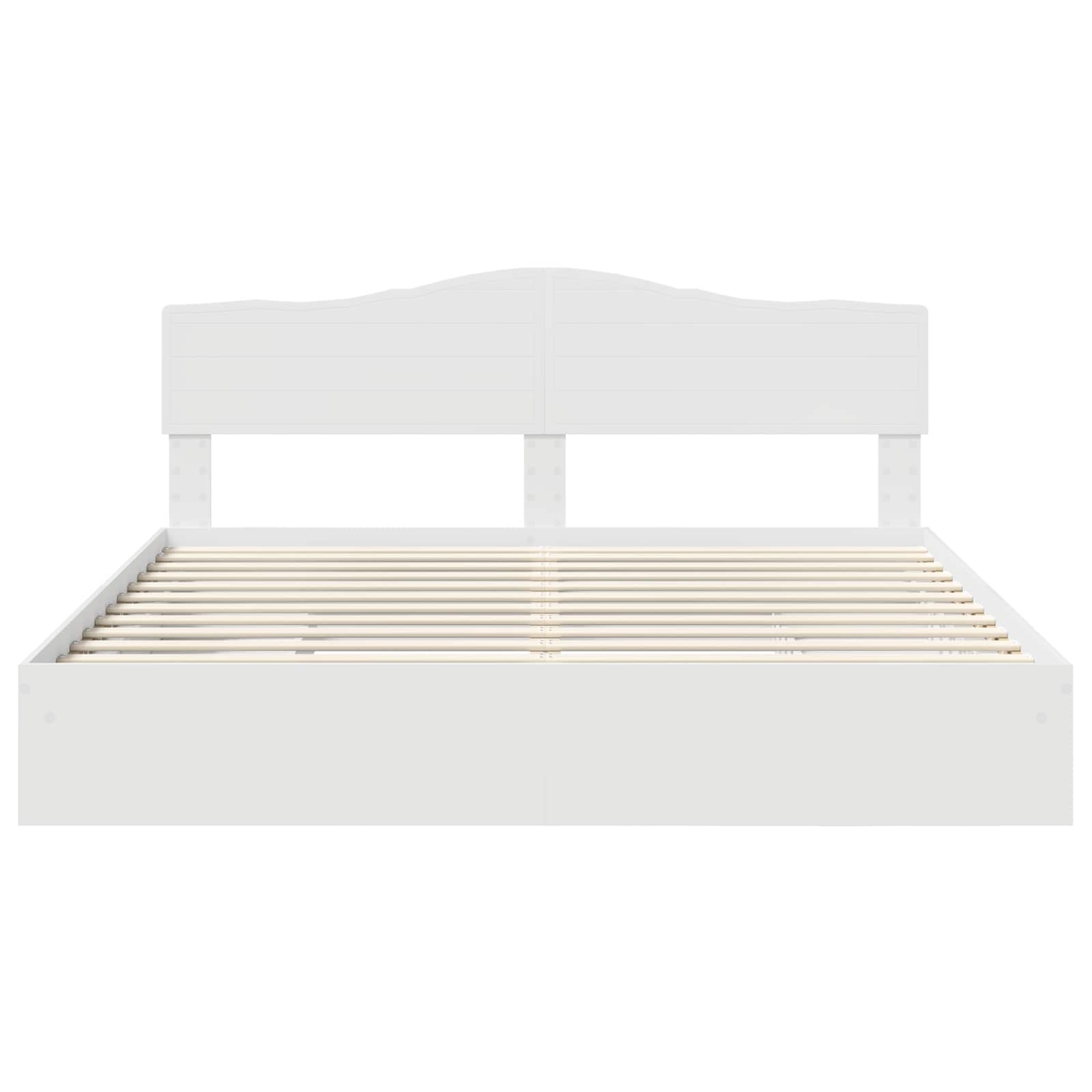 Seng Med Oppbevaring Med Skuff Hvit 180 X 200 Cm Konstruert Tre