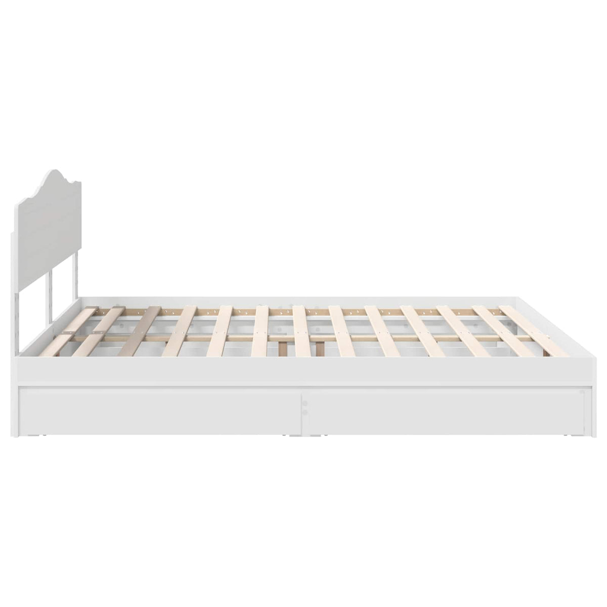 Seng Med Oppbevaring Med Skuff Hvit 180 X 200 Cm Konstruert Tre