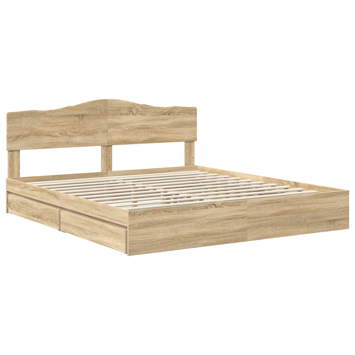 Seng Med Oppbevaring Sonoma Eik 180 X 200 Cm Konstruert Tre