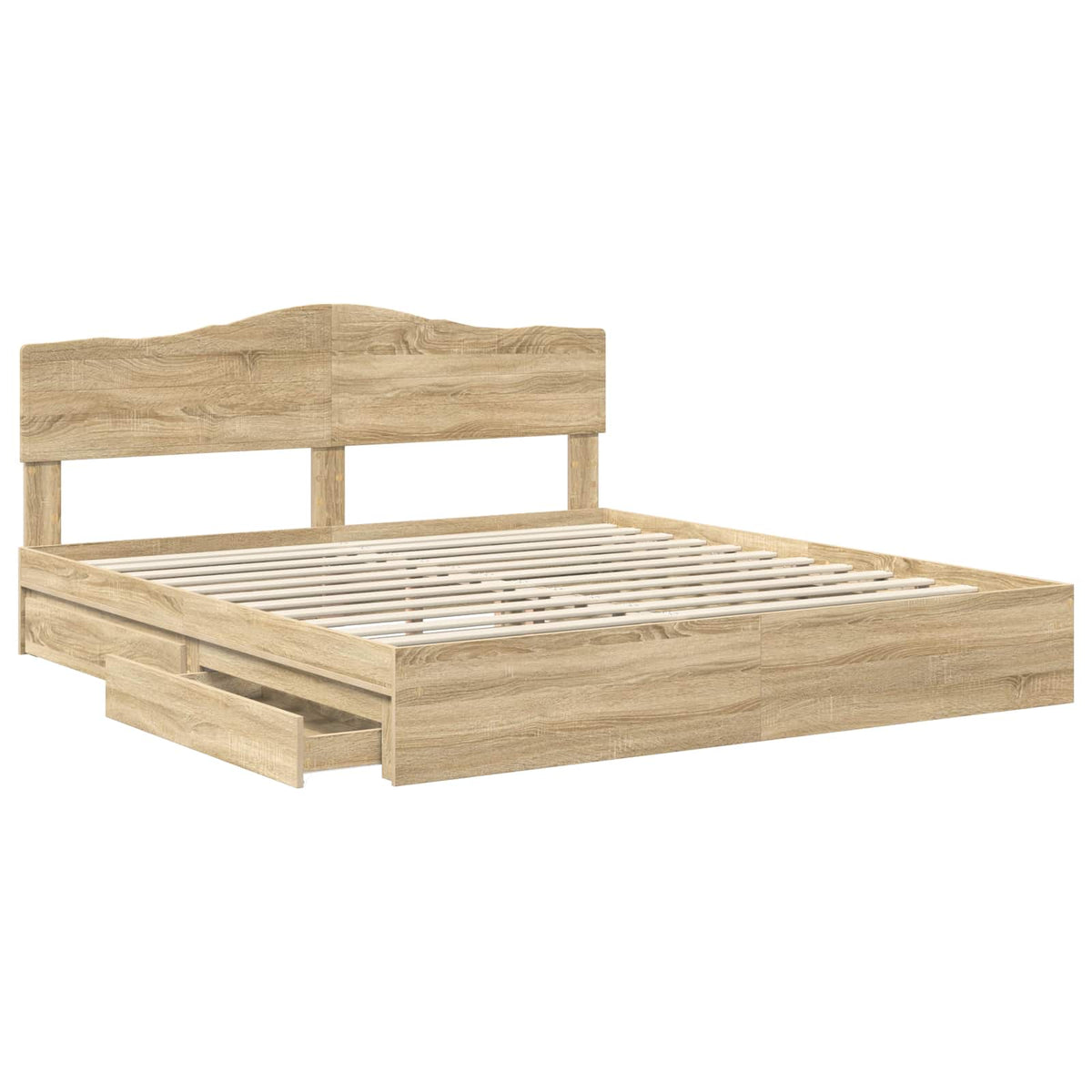 Seng Med Oppbevaring Sonoma Eik 180 X 200 Cm Konstruert Tre
