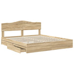 Seng Med Oppbevaring Sonoma Eik 180 X 200 Cm Konstruert Tre