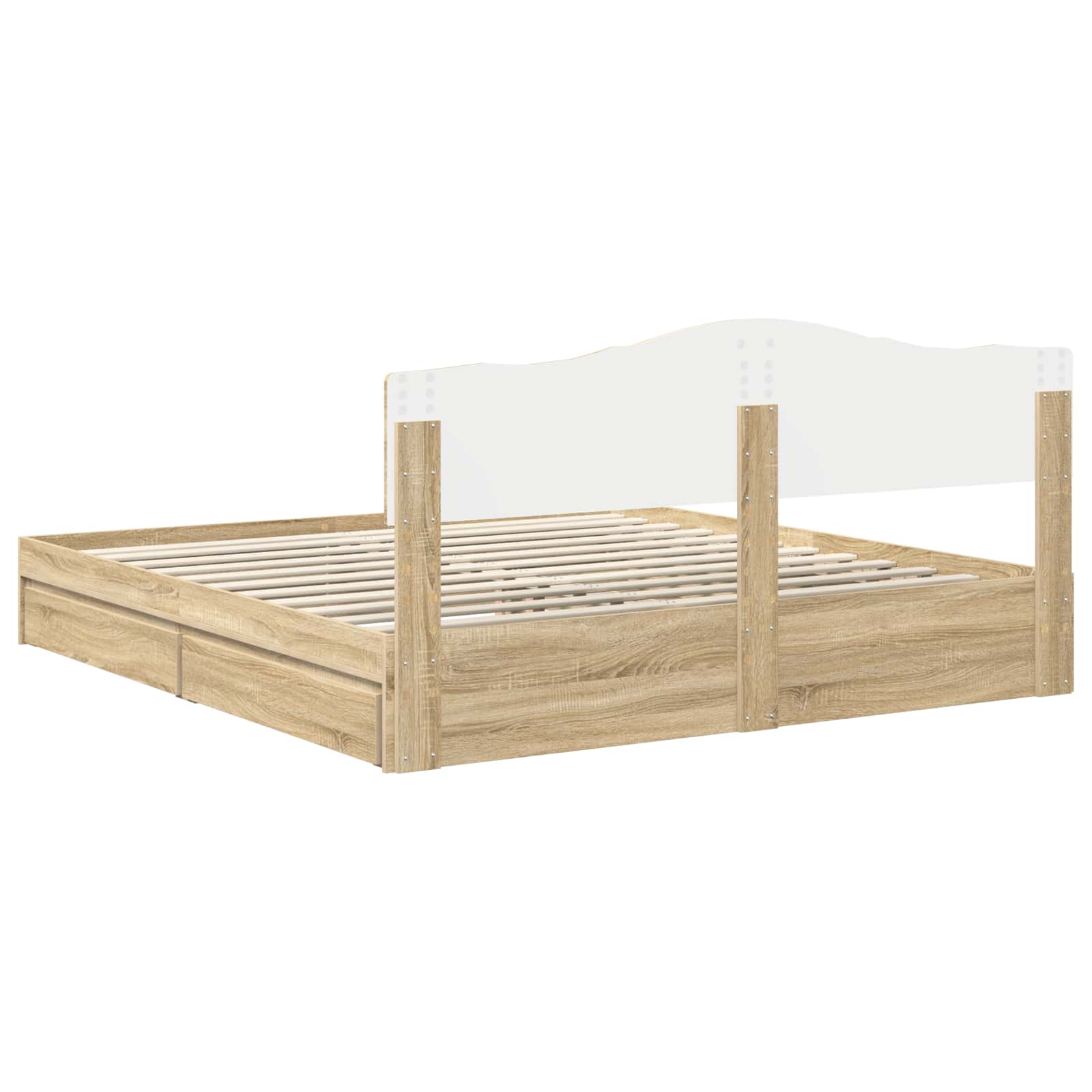 Seng Med Oppbevaring Sonoma Eik 180 X 200 Cm Konstruert Tre