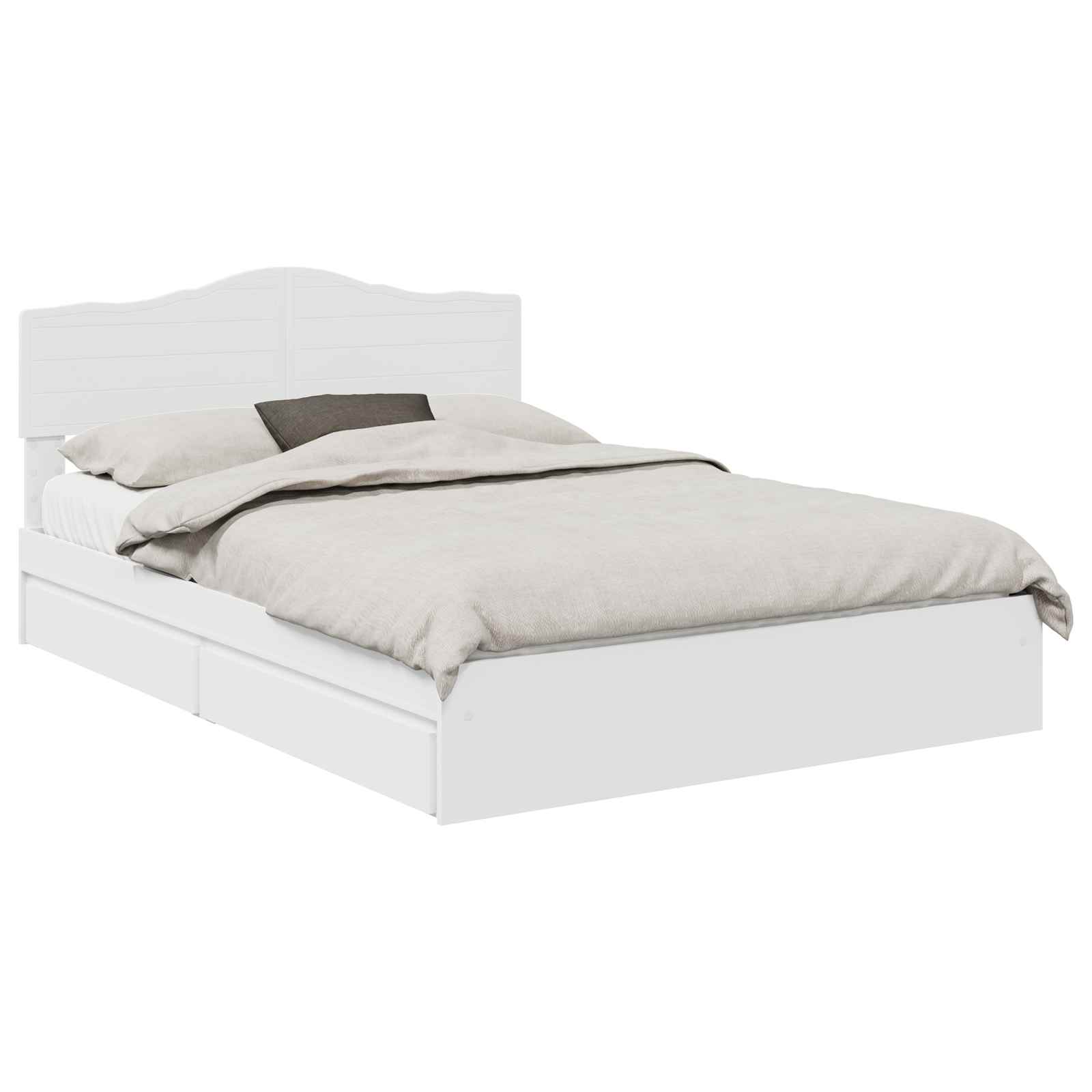 Seng Med Oppbevaring Med Skuff Hvit 140 X 190 Cm Konstruert Tre