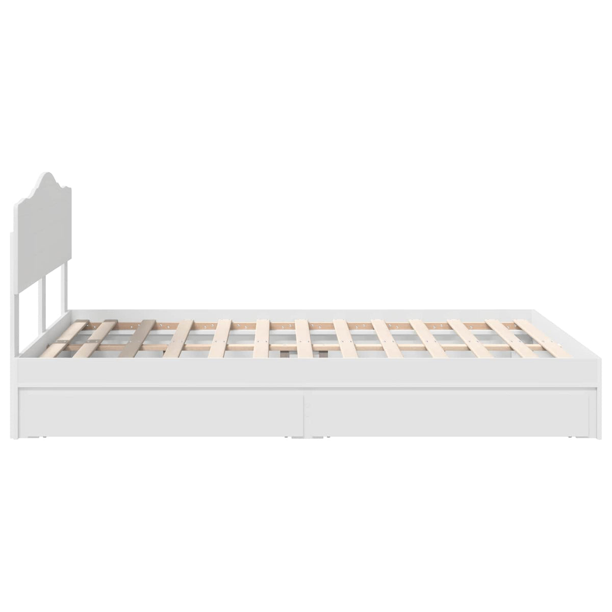 Seng Med Oppbevaring Med Skuff Hvit 140 X 190 Cm Konstruert Tre