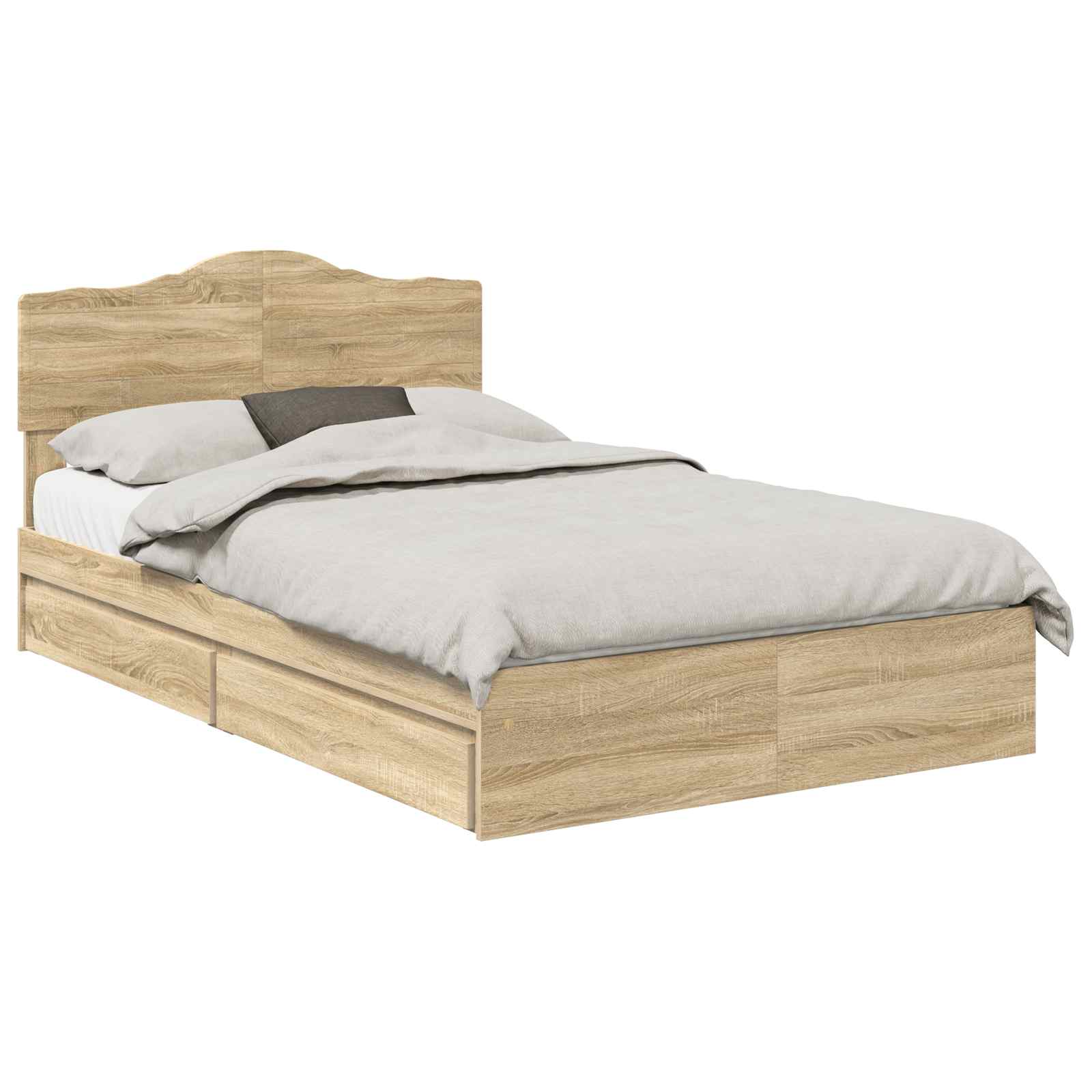 Seng Med Oppbevaring Sonoma Eik 120 X 200 Cm Konstruert Tre