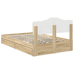 Seng Med Oppbevaring Sonoma Eik 120 X 200 Cm Konstruert Tre