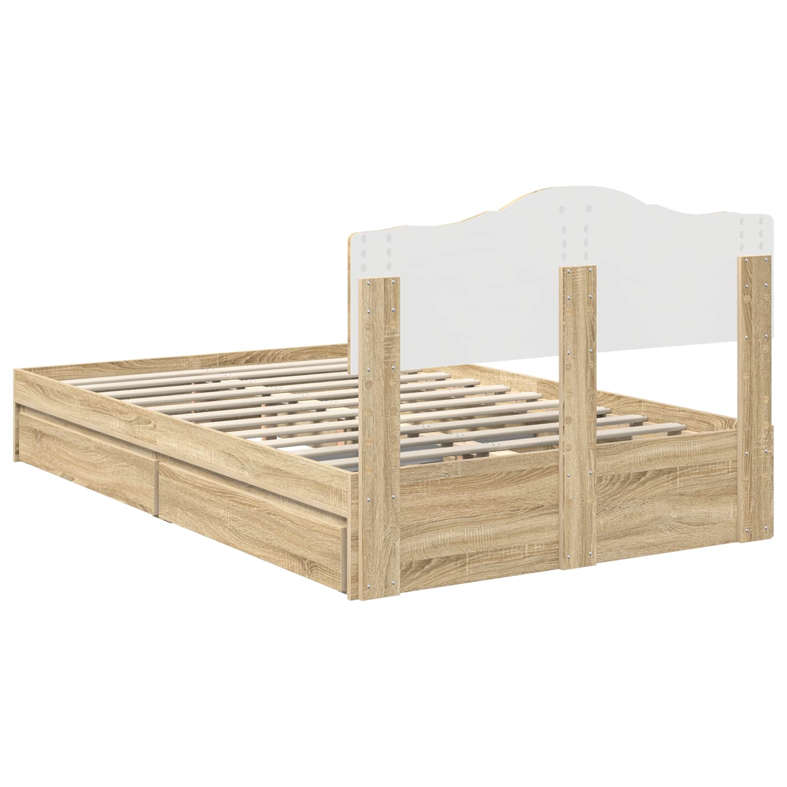 Seng Med Oppbevaring Sonoma Eik 120 X 200 Cm Konstruert Tre