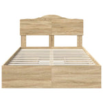 Seng Med Oppbevaring Sonoma Eik 120 X 200 Cm Konstruert Tre