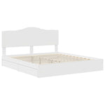 Seng Med Oppbevaring Med Skuff Hvit 180 X 200 Cm Konstruert Tre