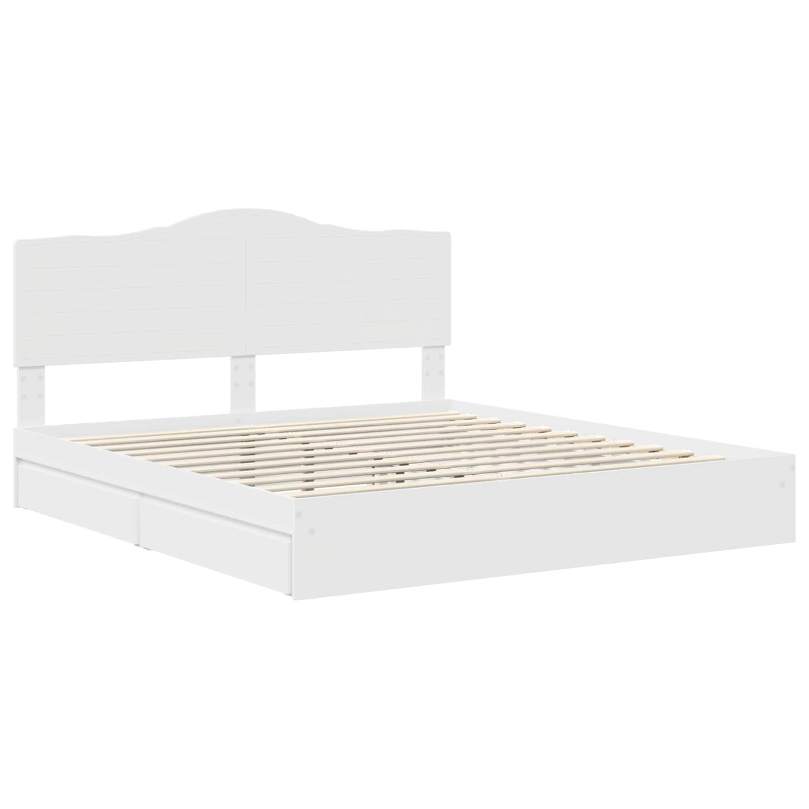Seng Med Oppbevaring Med Skuff Hvit 180 X 200 Cm Konstruert Tre