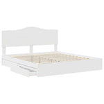 Seng Med Oppbevaring Med Skuff Hvit 180 X 200 Cm Konstruert Tre