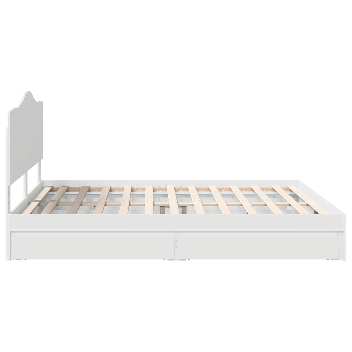 Seng Med Oppbevaring Med Skuff Hvit 180 X 200 Cm Konstruert Tre