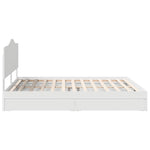 Seng Med Oppbevaring Med Skuff Hvit 180 X 200 Cm Konstruert Tre