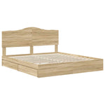 Seng Med Oppbevaring Sonoma Eik 180 X 200 Cm Konstruert Tre