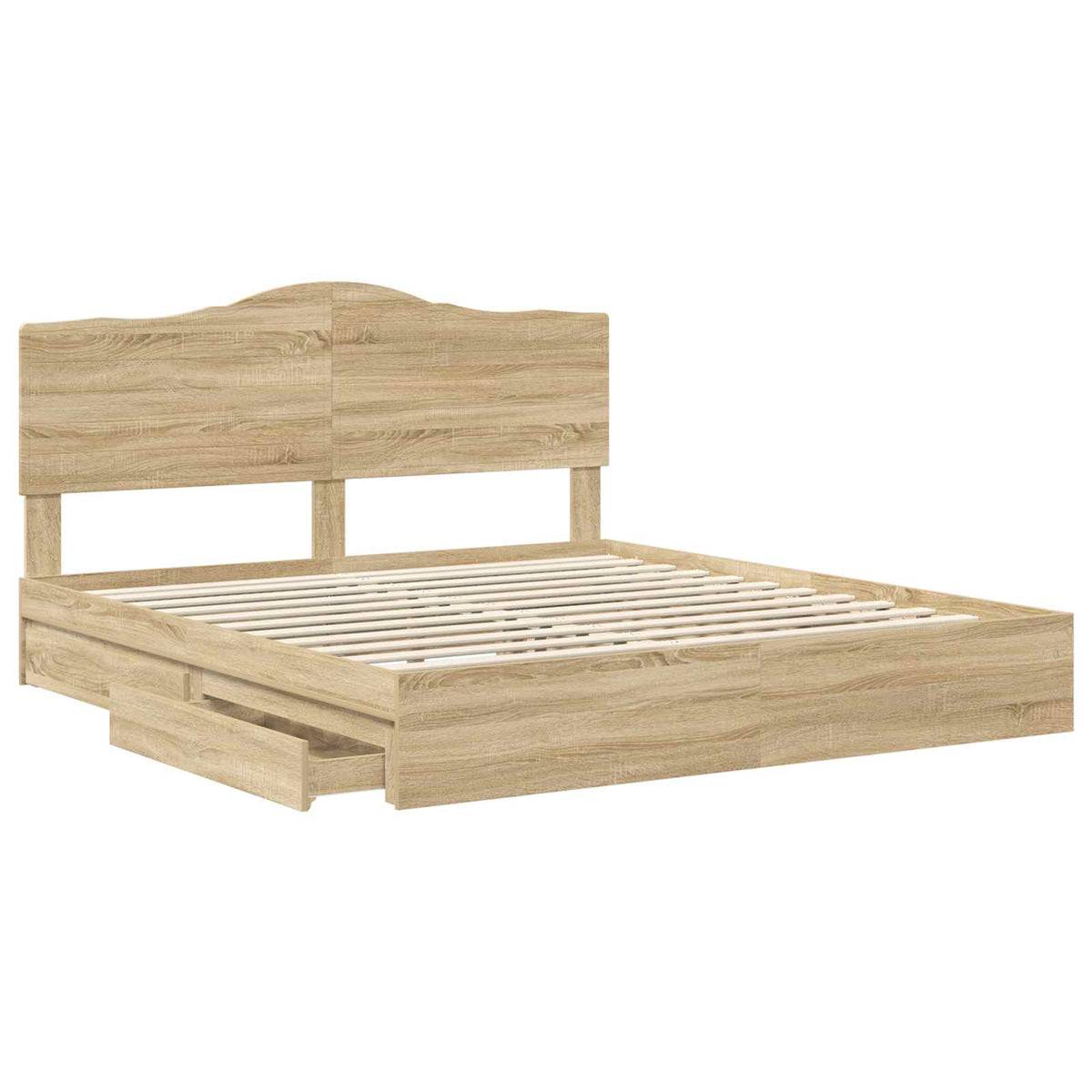 Seng Med Oppbevaring Sonoma Eik 180 X 200 Cm Konstruert Tre