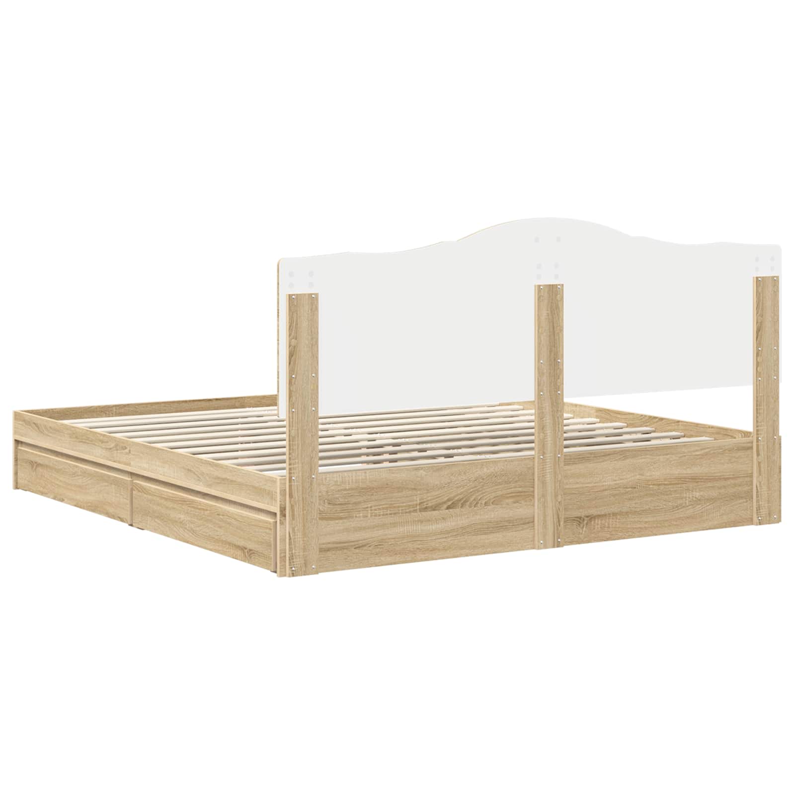 Seng Med Oppbevaring Sonoma Eik 180 X 200 Cm Konstruert Tre