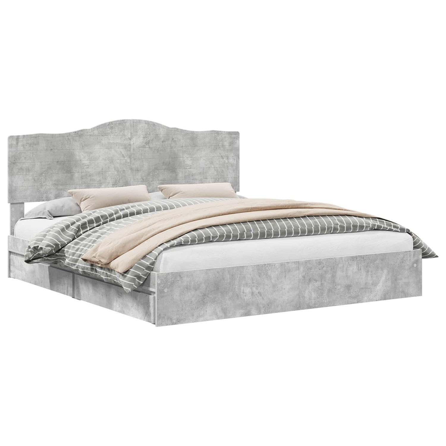 Seng Med Oppbevaring Betonggrå 180 X 200 Cm Konstruert Tre