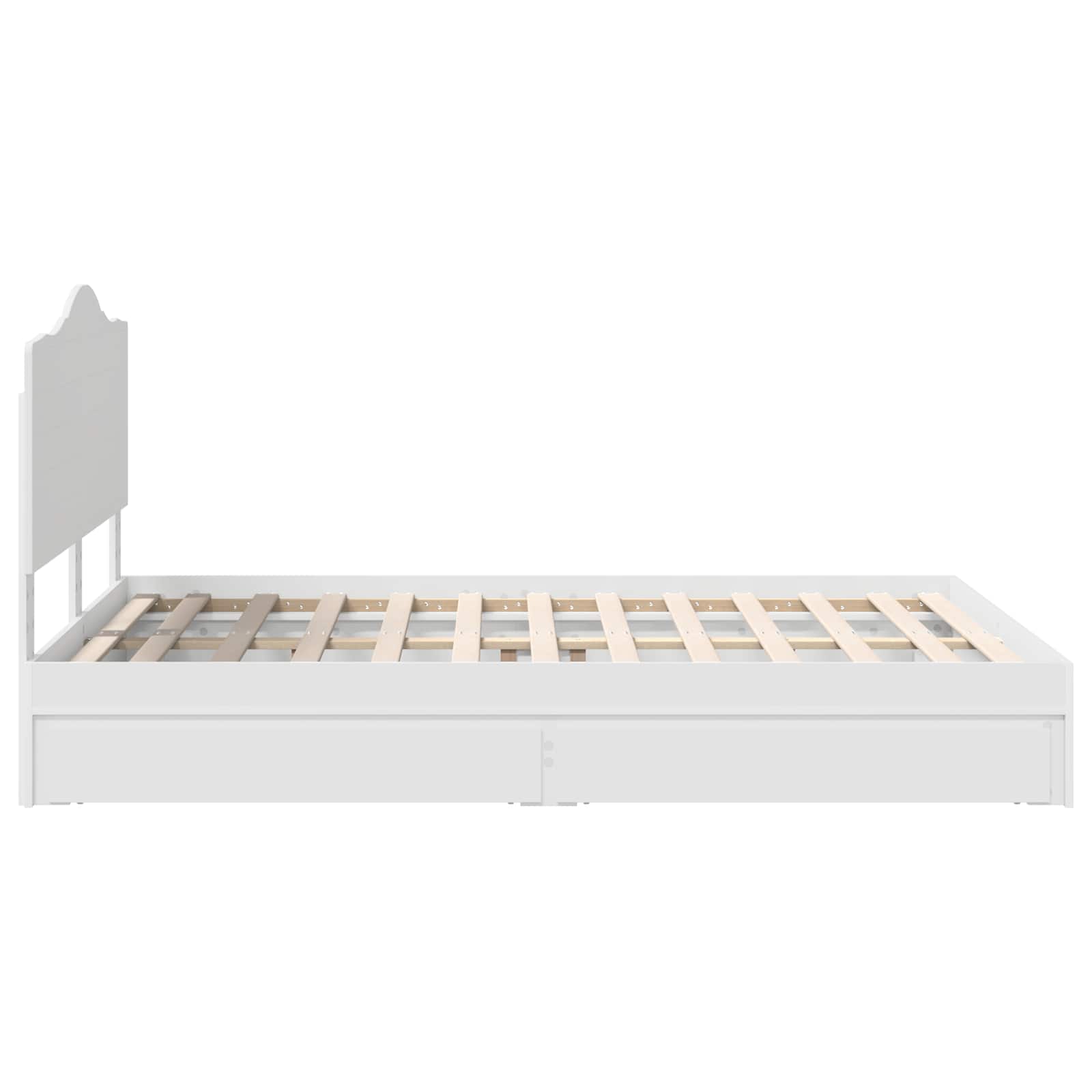 Seng Med Oppbevaring Med Skuff Hvit 160 X 200 Cm Konstruert Tre