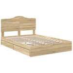Seng Med Oppbevaring Sonoma Eik 160 X 200 Cm Konstruert Tre