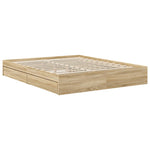 Seng Med Oppbevaring Sonoma Eik 160 X 200 Cm Konstruert Tre