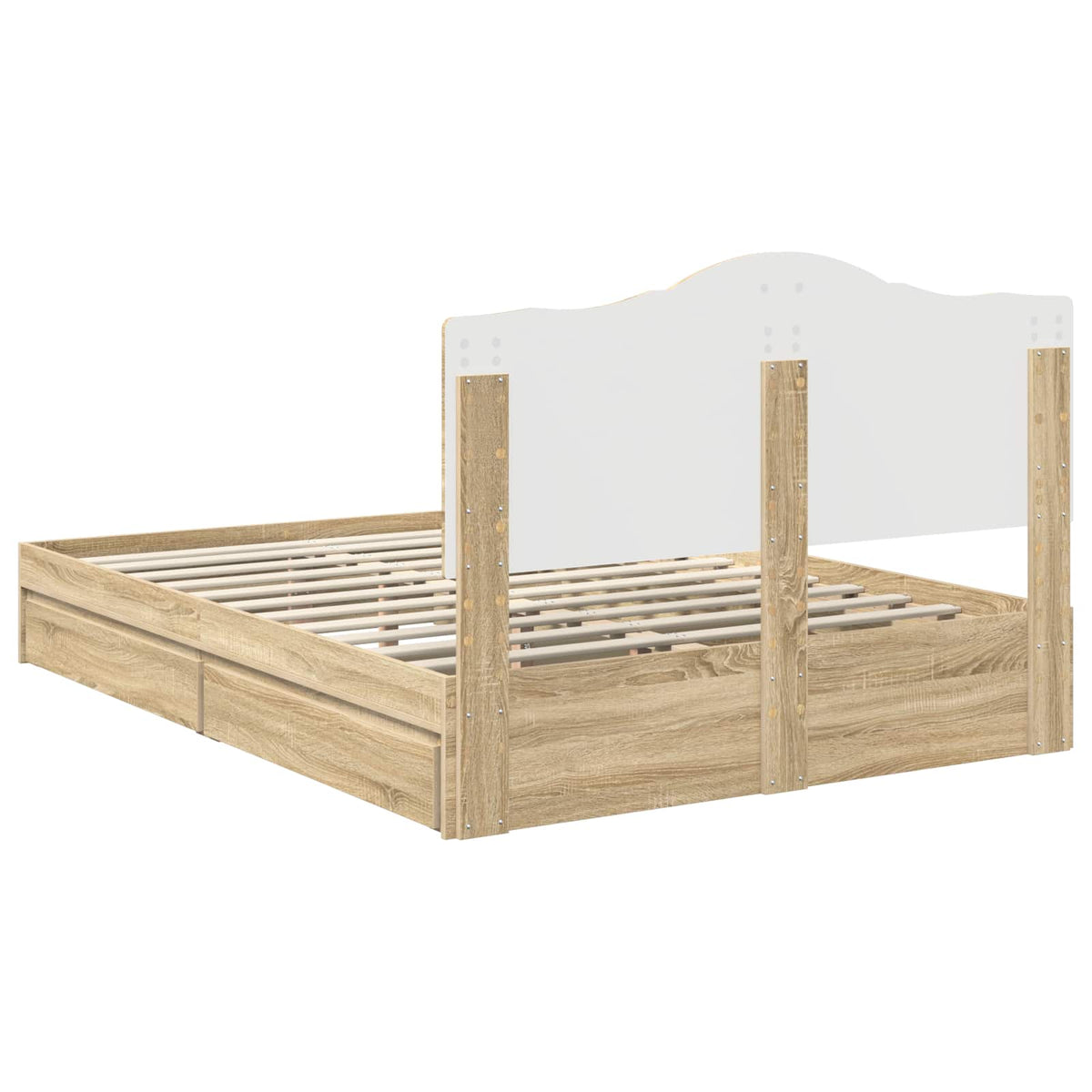 Seng Med Oppbevaring Sonoma Eik 160 X 200 Cm Konstruert Tre